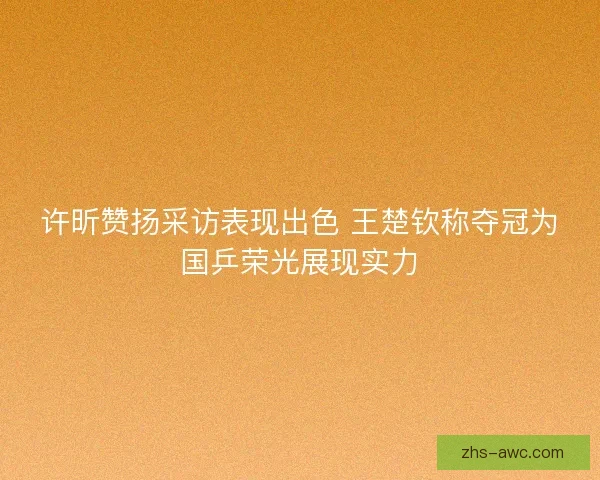 许昕赞扬采访表现出色 王楚钦称夺冠为国乒荣光展现实力